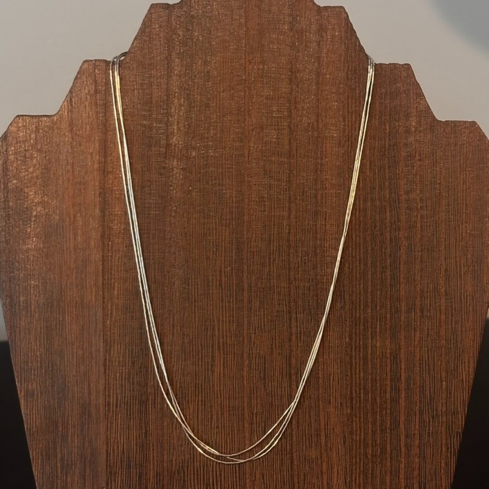 Vintage Running Bear Sterling Silver Signed 3 Strand Liquid Silver 16" Necklace